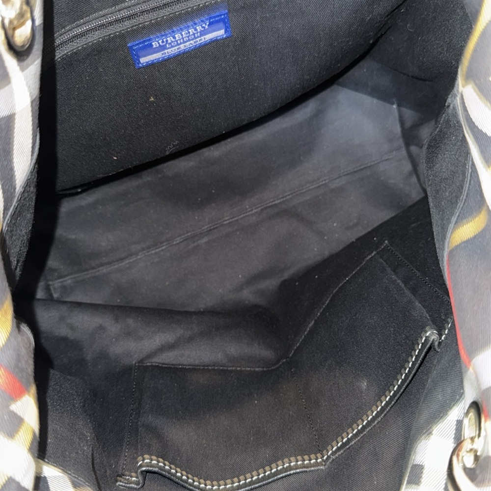 Authentic Burberry Blue Label Black and Cream Tote Bag with Signature Plaid - Picture 10 of 16